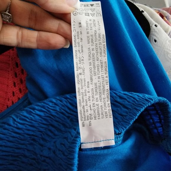 Zara Blue Puff Sleeve Ruched Crop Top - S/M - Picture 10 of 11